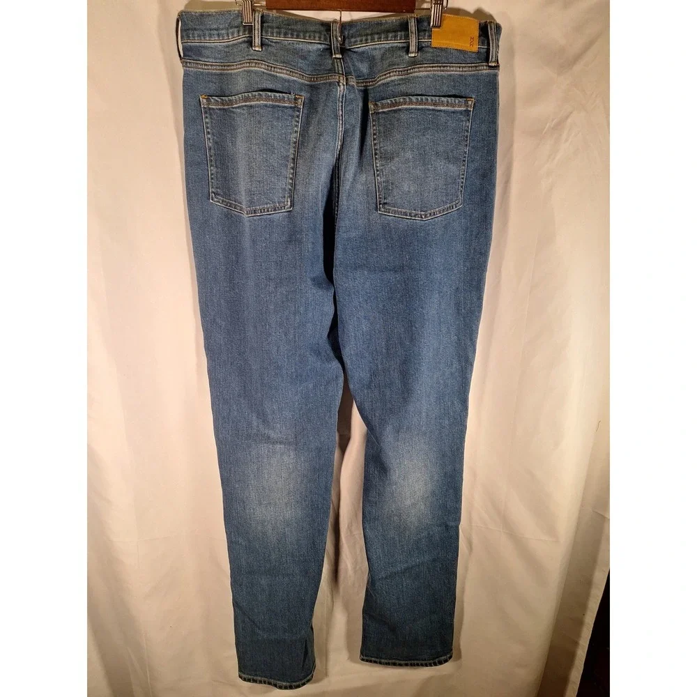 Mens Medium Wash Straight Leg Denim Jeans Blue Casual Workwear Pants 324560R
